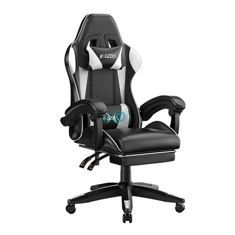 BOXED ERGONOMIC GAME CHAIR WITH MASSAGE LUMBAR SUPPORT AND FOOTREST