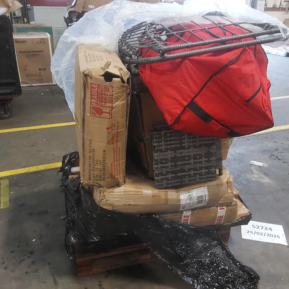 PALLET CONTAINING A LARGE QUANTITY OF ASSORTED GARDEN FURNITURE PARTS ECT