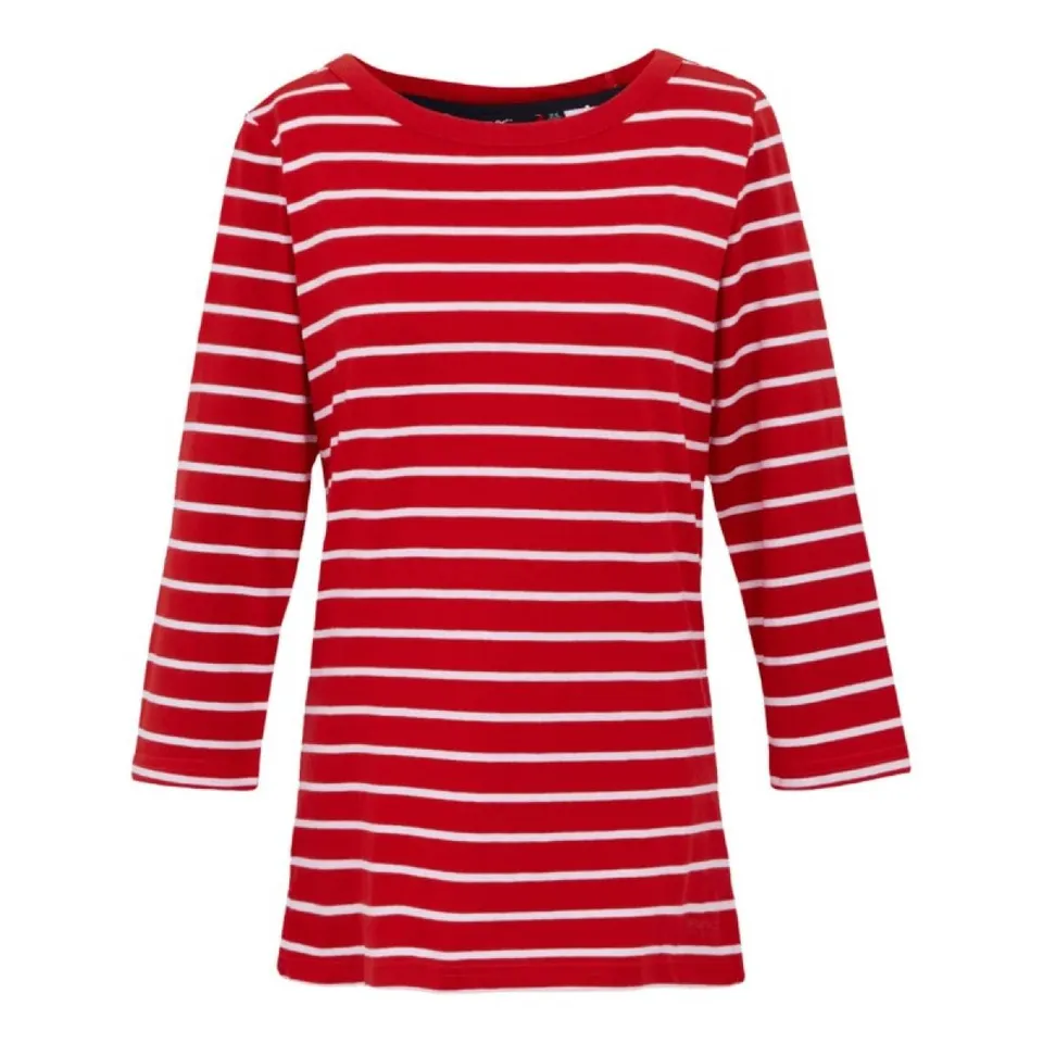 BRAND NEW REGATTA BAYLETTE WOMEN'S TEE II IN RED/WHITE STRIPE - UK 16