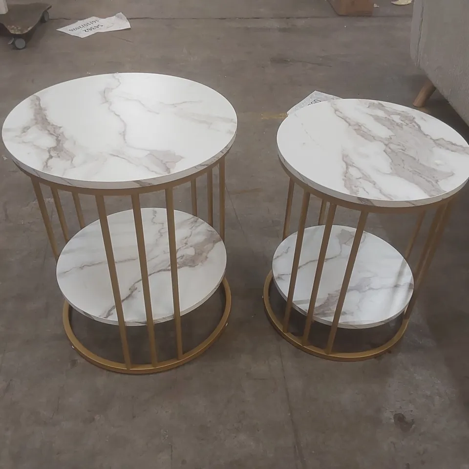 DESIGNER MARBLE EFFECT SIDE TABLE SET (2 ITEMS)