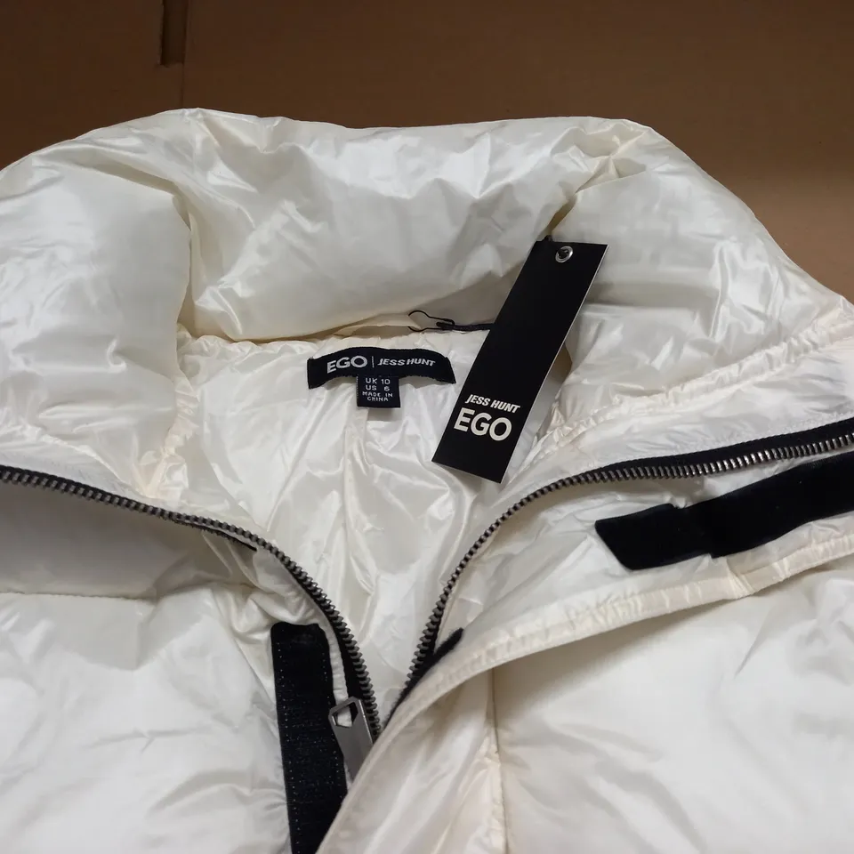 JESS HUNT EGO PADDED WHITE COAT - UK 10