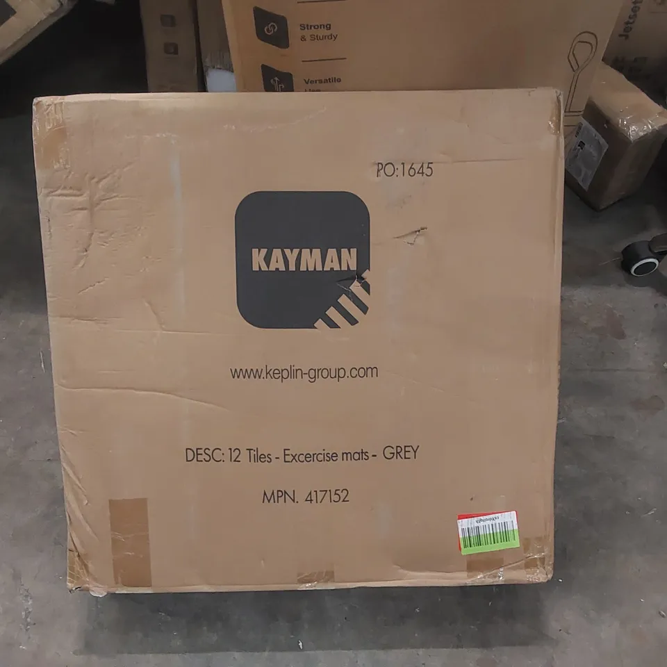BOXED KAYMAN 12 TILES EXERCISE MATS - GREY