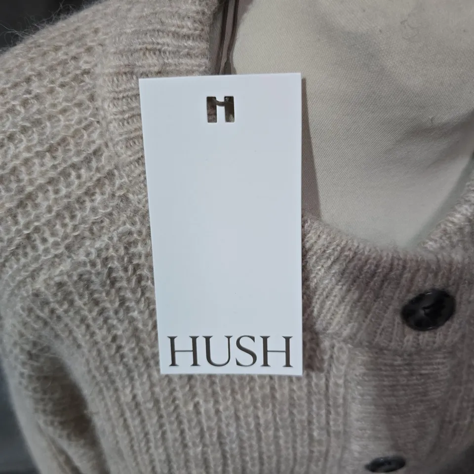 HUSH CHUNKY RIBBED KNITTED CARDIGAN – OATMEAL – SIZE M/L