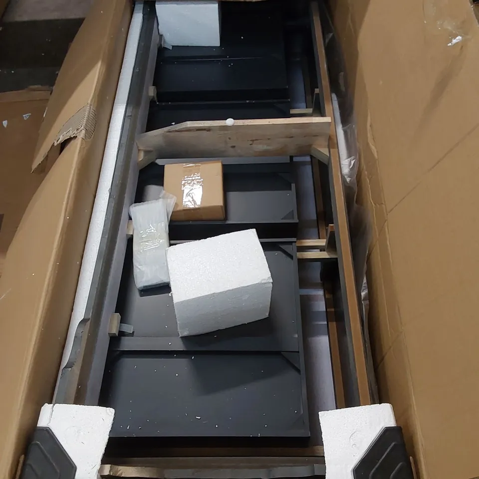 BOXED PINECREST 3 DOOR SOLID + MANUFACTURED WOOD WARDROBE - INCOMPLETE, BASE PART ONLY (1 BOX)