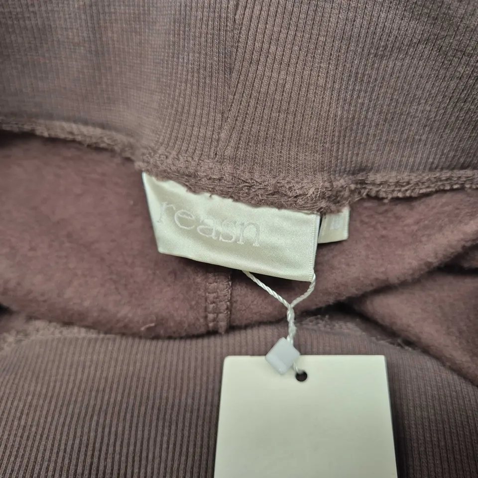 REASN HIGH WAIST WIDE LEG JOGGERS IN PLUM TRUFFLE - UK 18