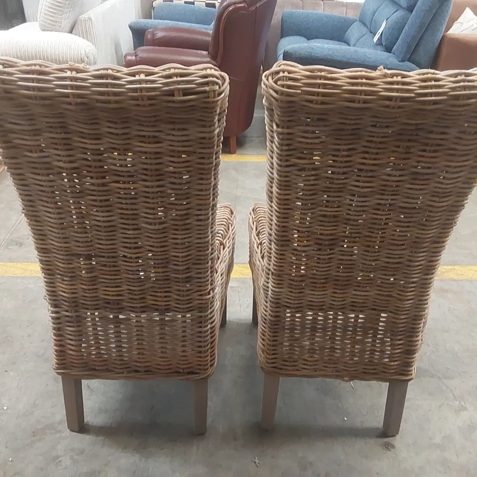 PAIR OF WICKER MERCHANT DINING CHAIRS