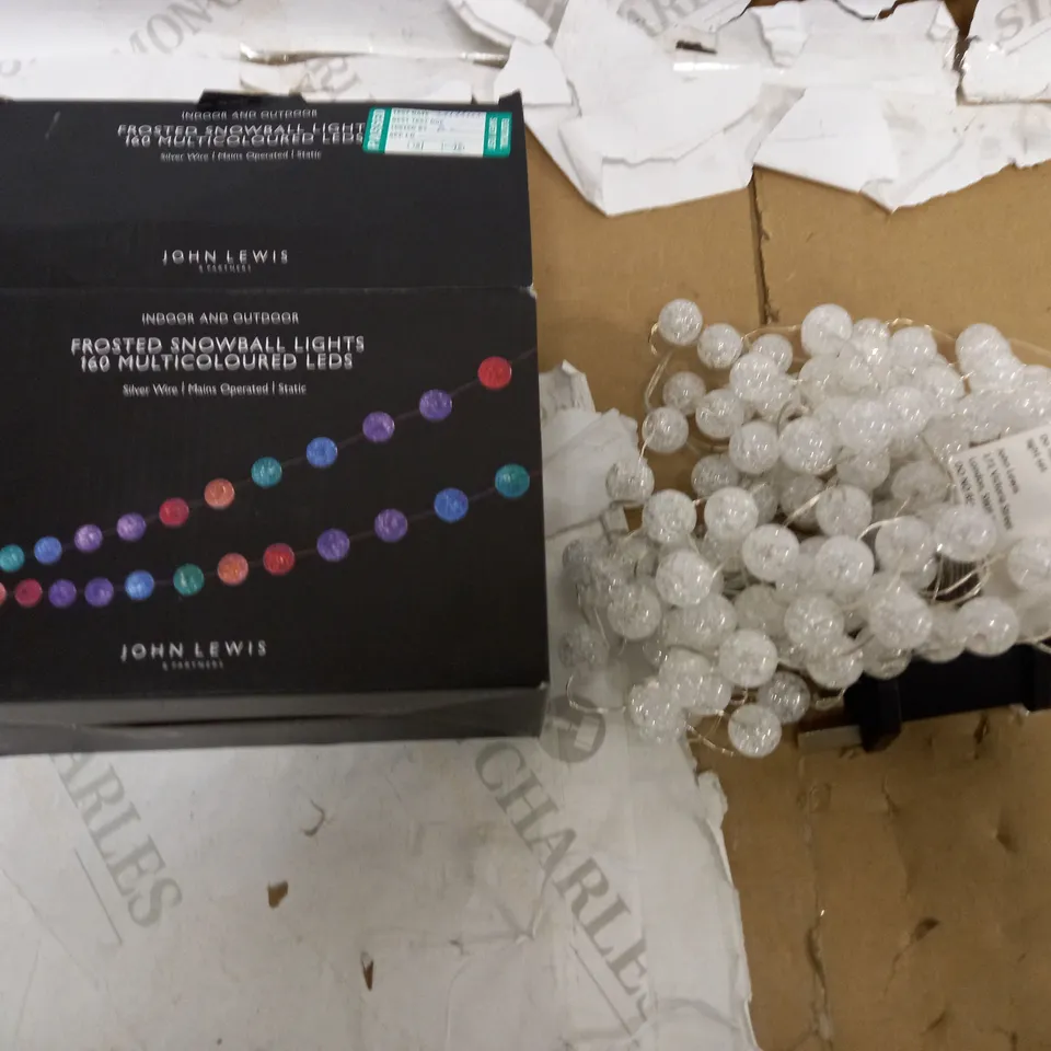JOHN LEWIS FROSTED SNOWBALL LIGHTS 160 MULTICOLOURED LEDS