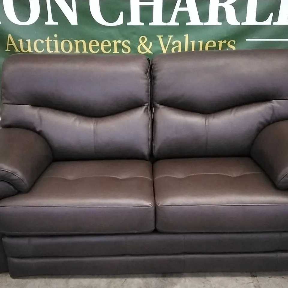 QUALITY BRITISH DESIGNED & MANUFACTURED G PLAN STRATFORD 2 SEATER SOFA CAPRI CHOCOLATE LEATHER