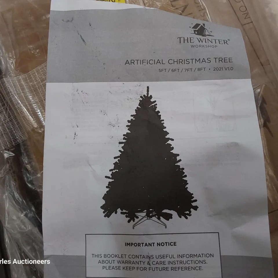BOXED SNOWY COLORADO 9' FLOCKED GREEN SPRUCE CHRISTMAS TREE 