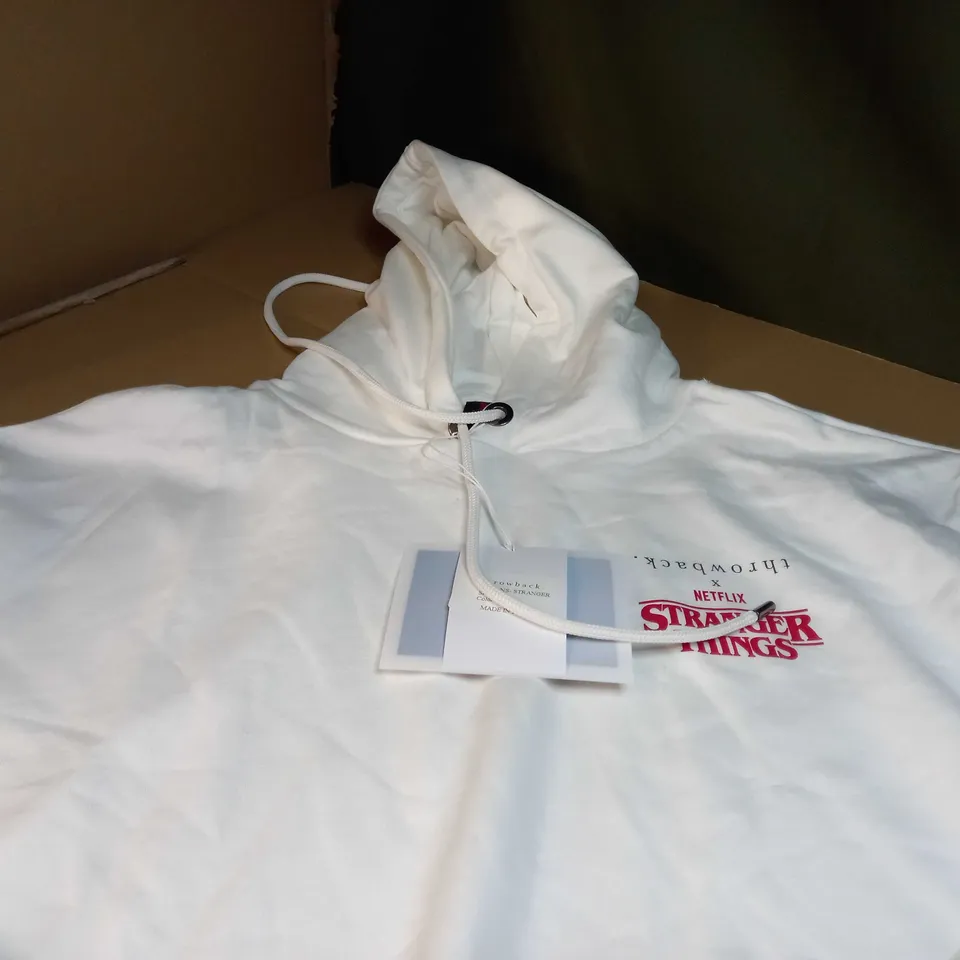 THROWBACK WHITE/STRANGER THINGS LOGO HOODIE - XL