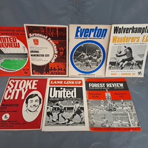 7 X ASSORTED VINTAGE MAN CITY AWAY FIXTURE PROGRAMMES 