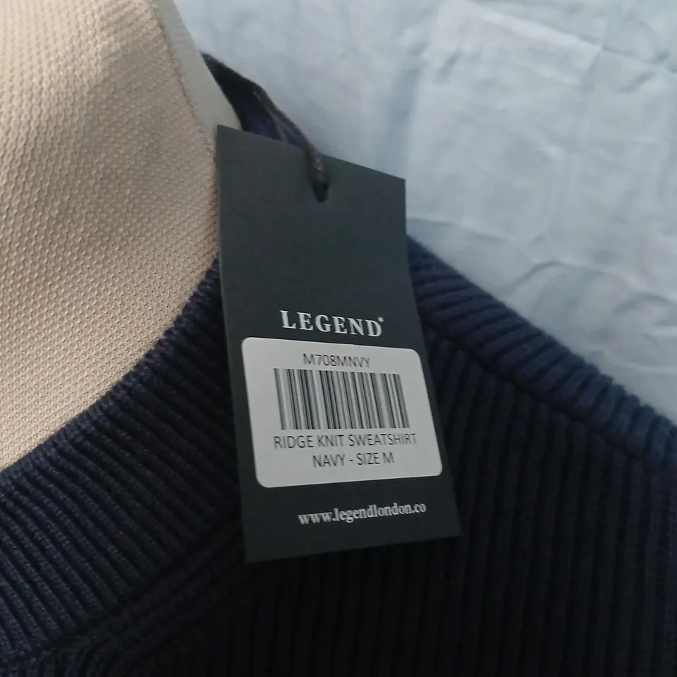 LEGEND LONDON RIDGE KNIT SWEATSHIRT – NAVY, SIZE M