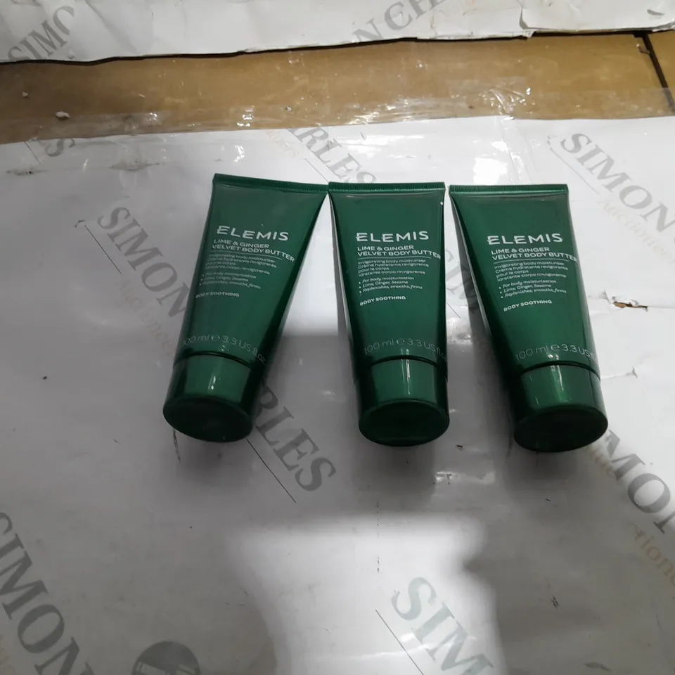 3 assorted elemis lime and ginger velvet body butter moisturisers 100ml