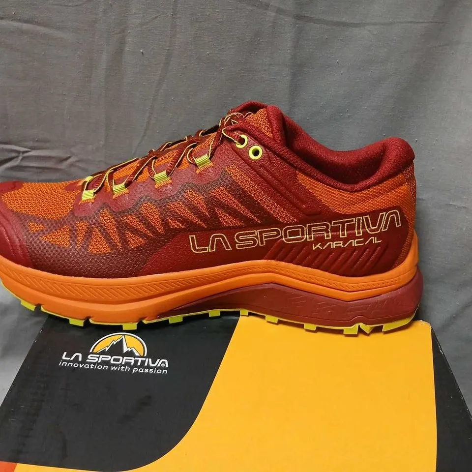 LA SPORTIVA KARACAL TRAIL RUNNING SHOES – SANGRIA/HAWAIIAN SUN – UK 9.5