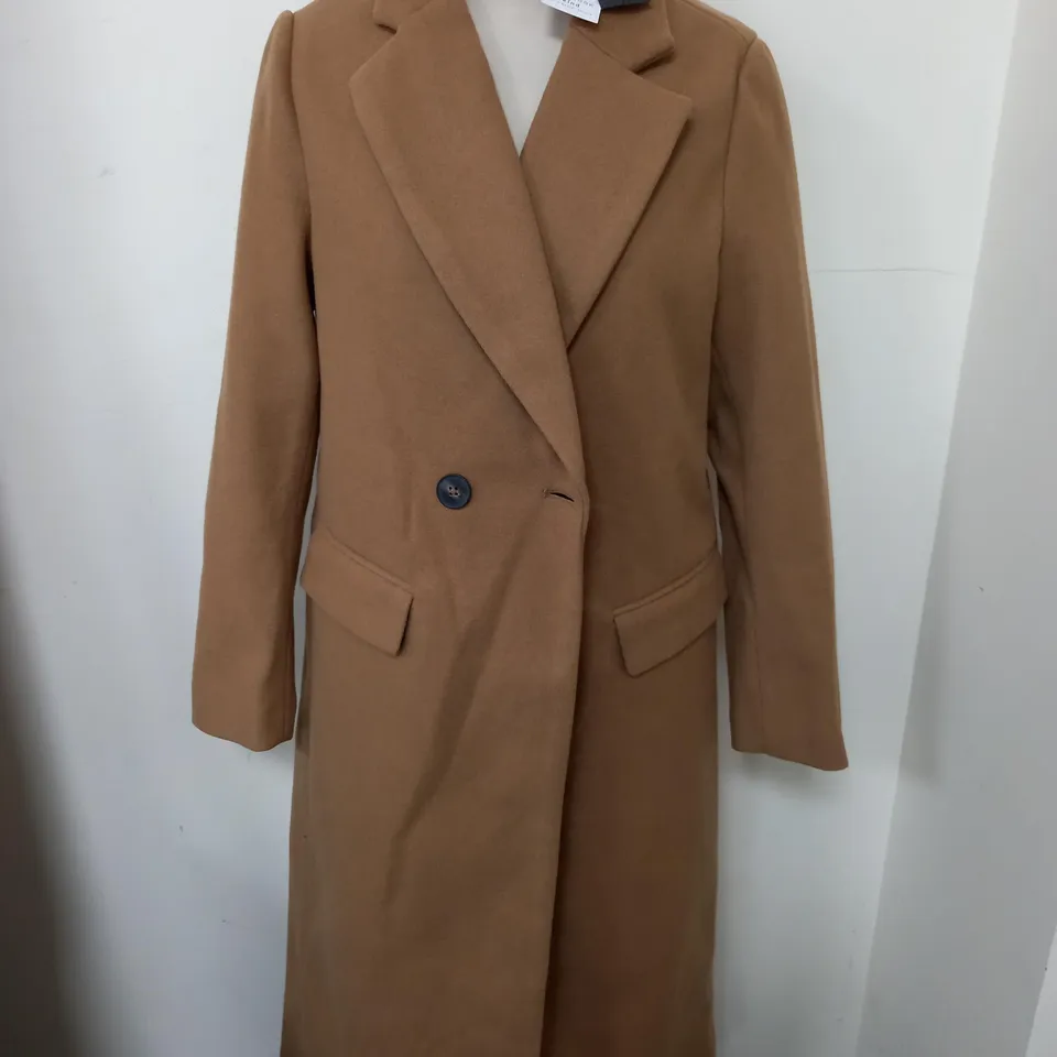 NEW LOOK RENEE DOUBLE BREASTED LONGLINE COAT IN BROWN - UK 8