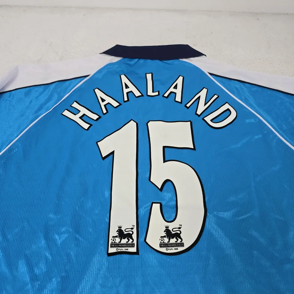 MANCHESTER CITY FC 2000/01 HOME SHIRT - HAALAND 15 - SIZE UNSPECIFIED