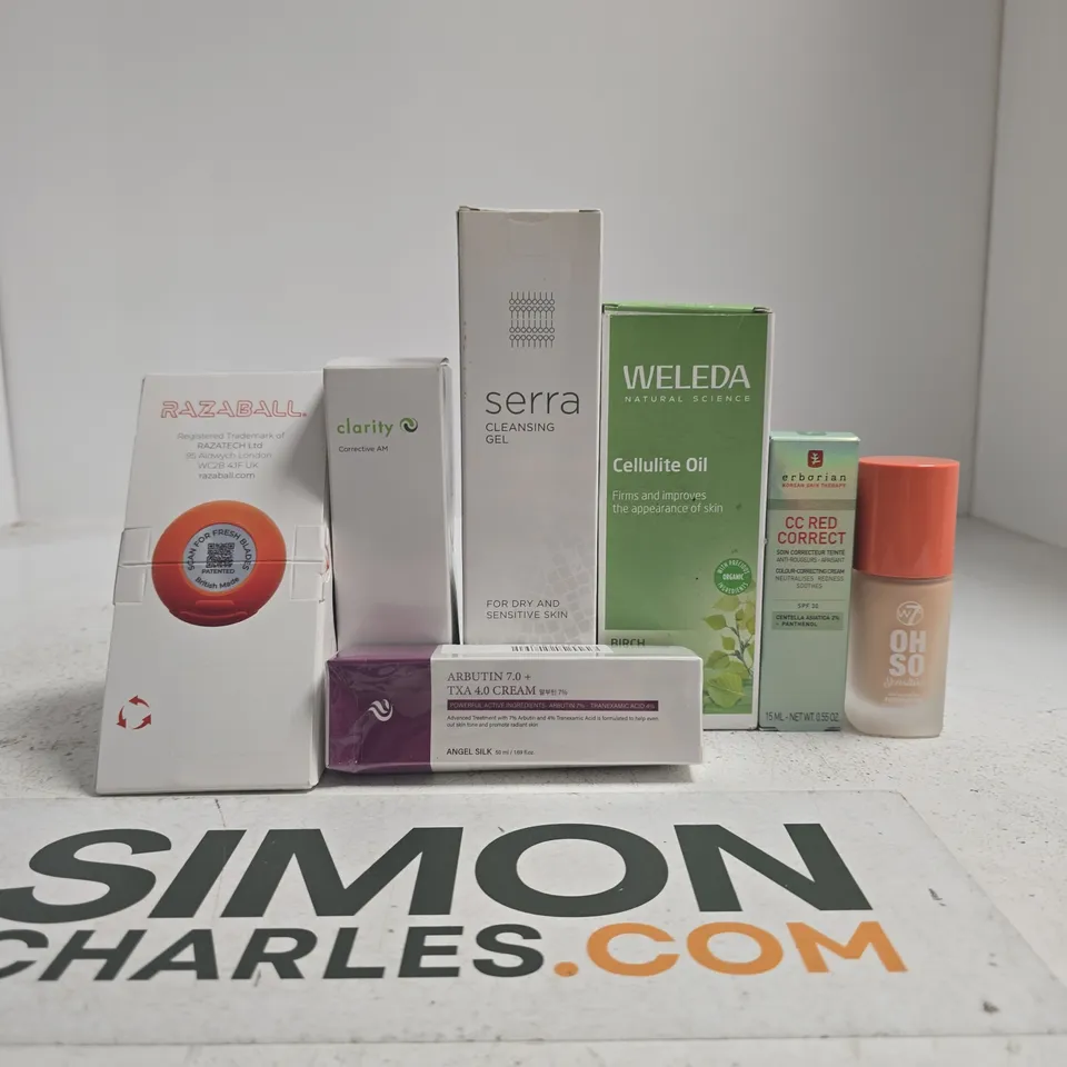 TOTEOF APPROXIMATELY 10 ASSORTED BEAUTY PRODUCTS INCLUDING OH SO SENSITIVE FOUNDATION, ERBORIAN CC RED CORRECT AND WELEDA CELLULITE OIL