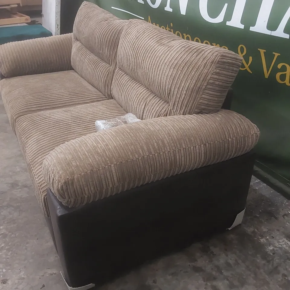 DESIGNER ARMSTRONG 3 SEATER SOFA - COFFEE/BROWN