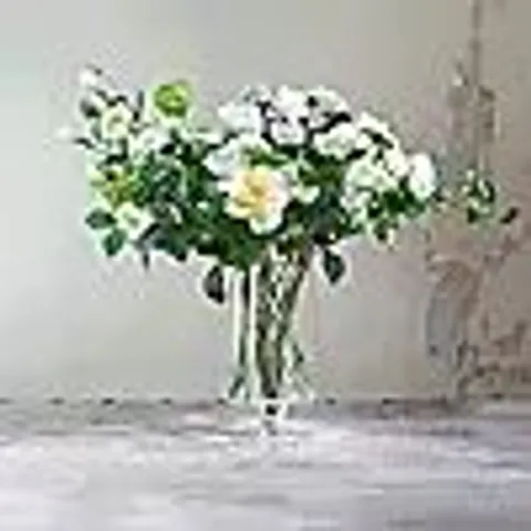 PEONY SUMMER ROSE MIX IN A LARGE FOOTED VASE