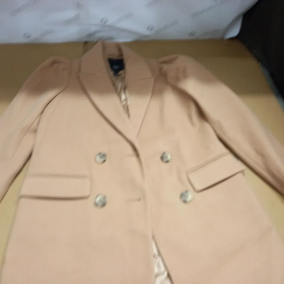 RIVER ISLAND LIGHT BROWN BUTTON FRONT COAT - 8