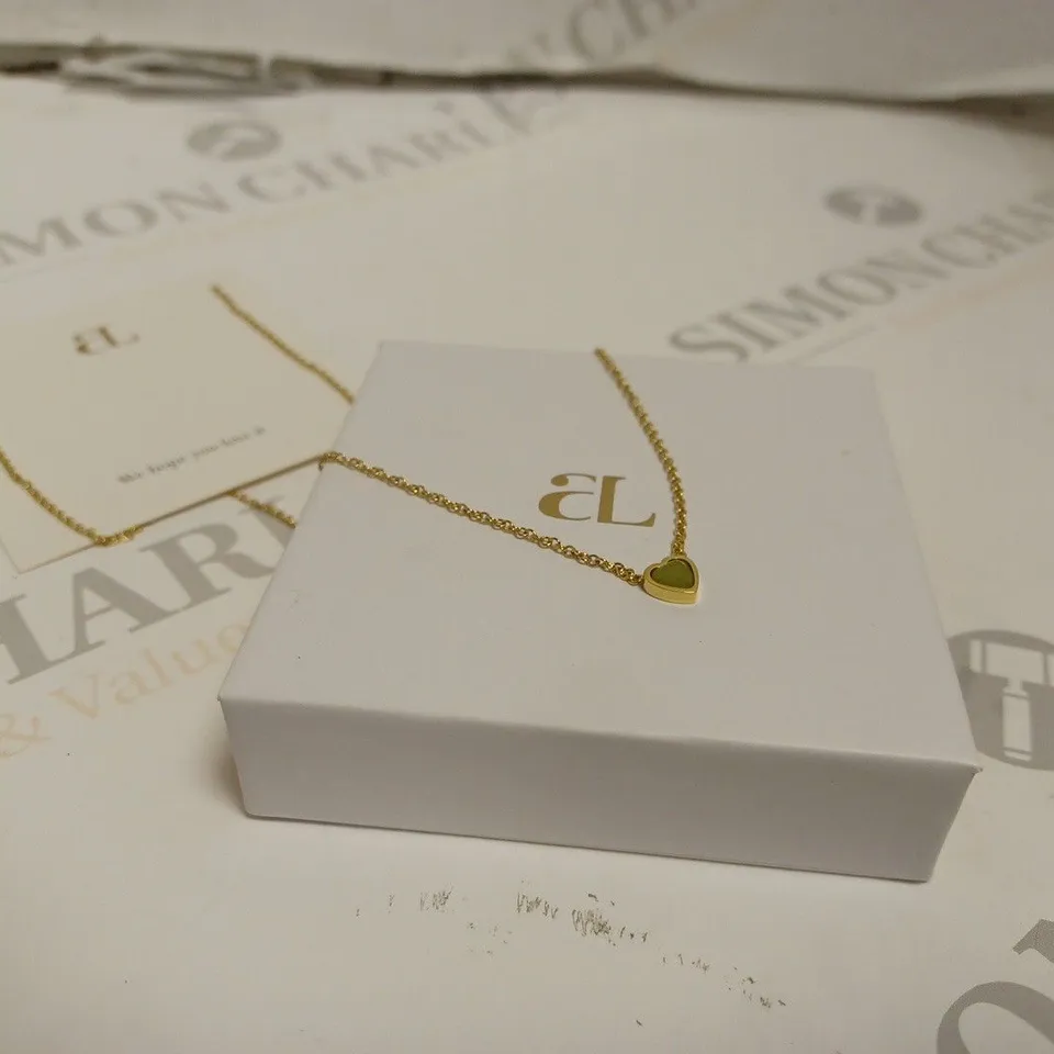 BOXED ABBOTTLYON GOLD ROPE CHAIN GREEN HEART PENDANT NECKLACE 