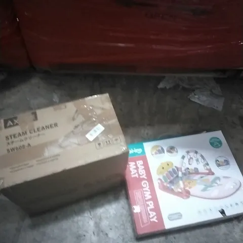 PALLET OF ASSORTED ITEMS INCLUDING - STEAM CLEANER, BABY GYM PLAYMAT 