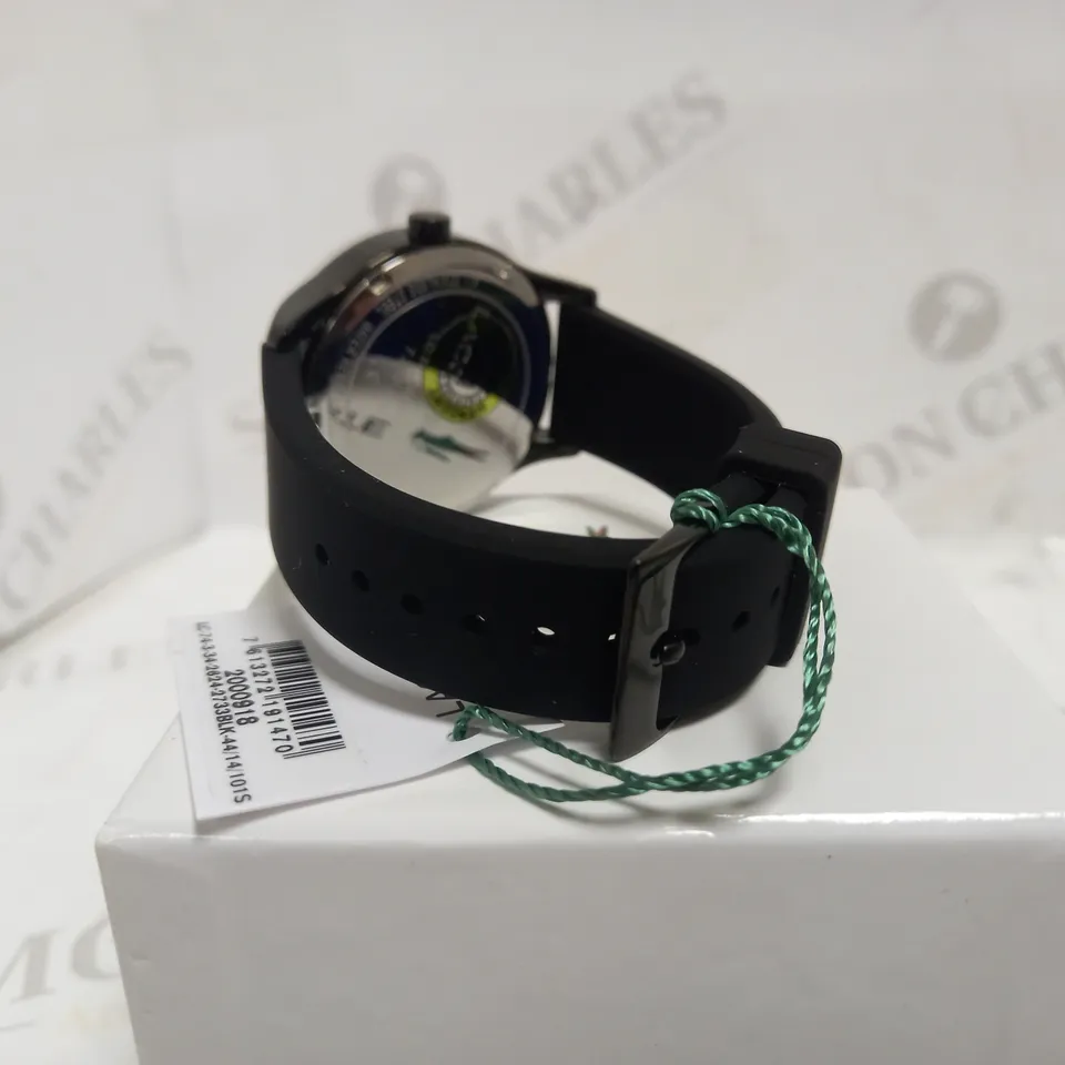 LACOSTE PINK DIAMANTE RUBBER STRAP WATCH