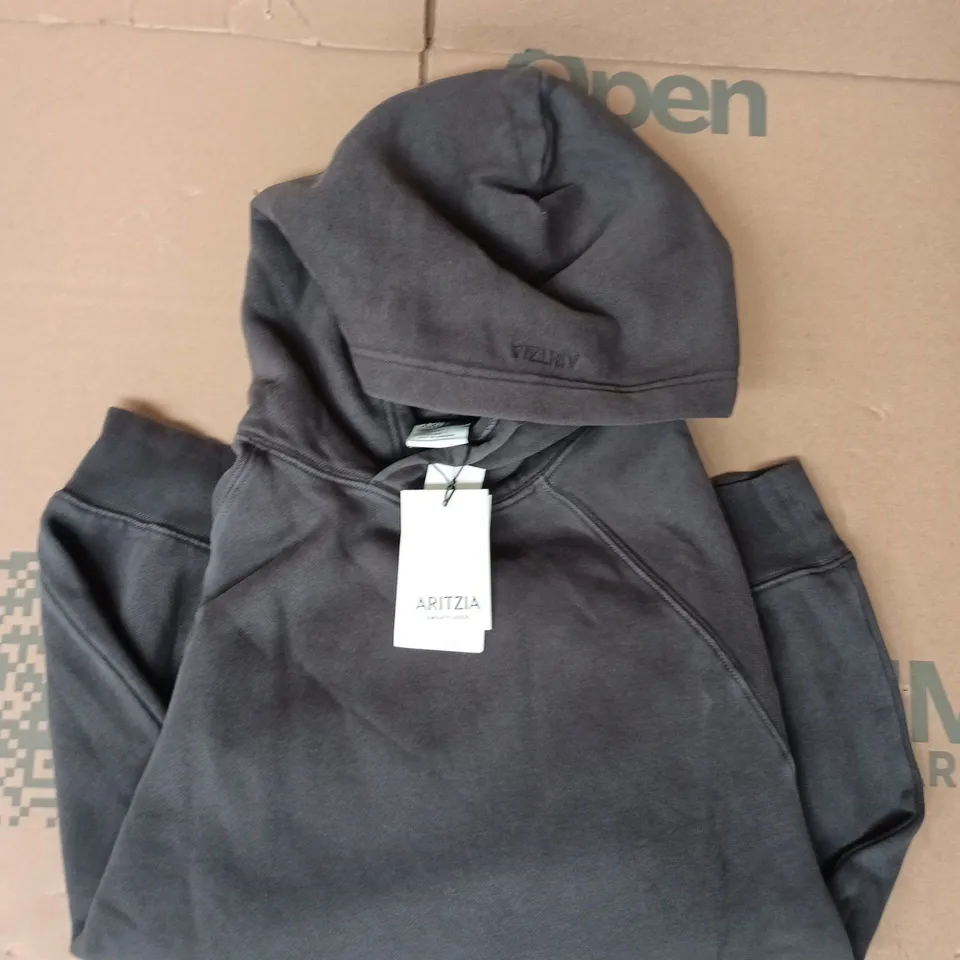 ARITZIA MEGA RAGLAN LONG SLEEVE HOODY IN VINTAGE BLACK NOIR RETRO SIZE XS