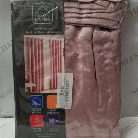 BRAND NEW ENHANCED LIVING VOGUE 117×137CM BLOCKOUT THERMAL CURTAINS - BLUSH