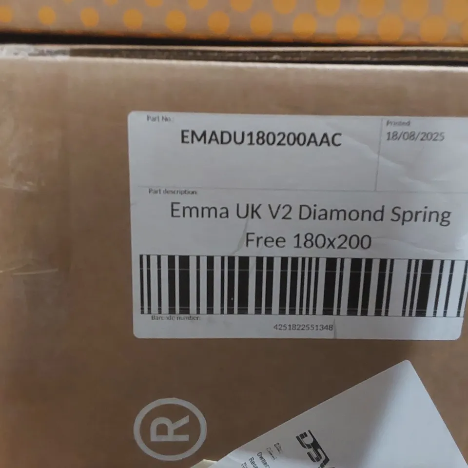 BRAND NEW BOXED EMMA UK V2 DIAMOND SPRING FREE 180 x 200CM SUPER KING MATTRESS 