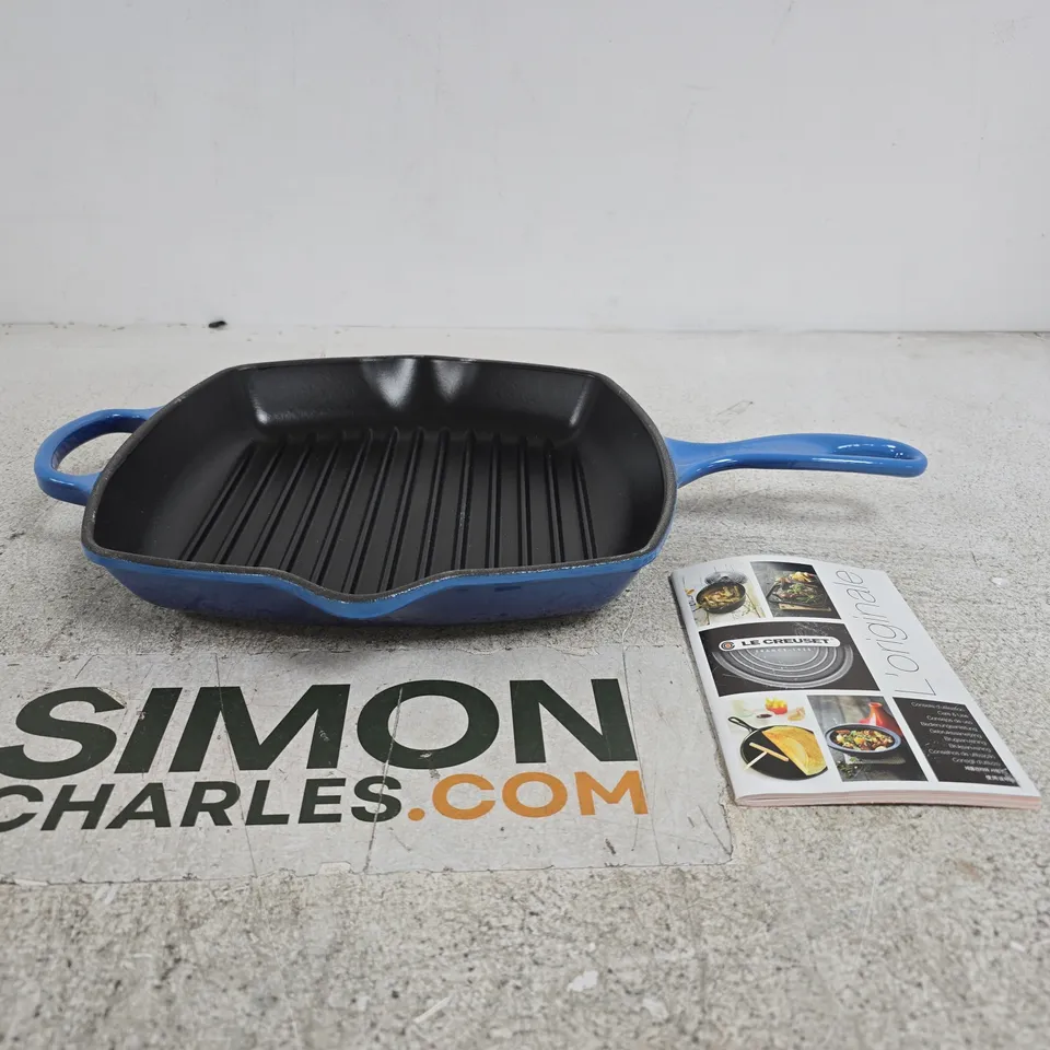 LE CREUSET SIGNATURE SQUARE GRILL PAN 26 CM – AZURE BLUE