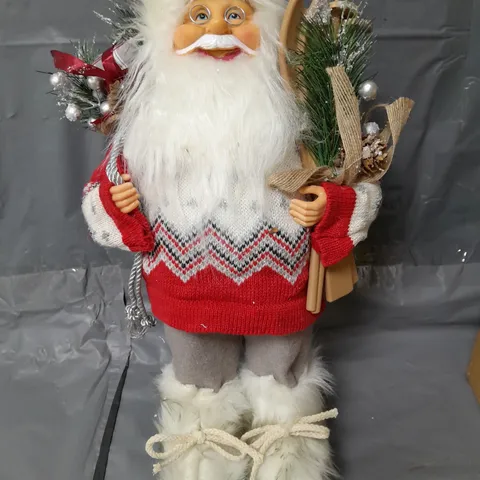 40 CM STANDING SANTA WITH SKIS CHRISTMAS DECORATION