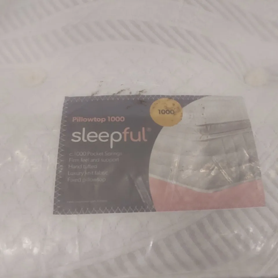 QUALITY BAGGED SLEEPFUL PILLOWTOP 1000 POCKET SPRINGS 180CM SUPERKING MATTRESS - DIRTY