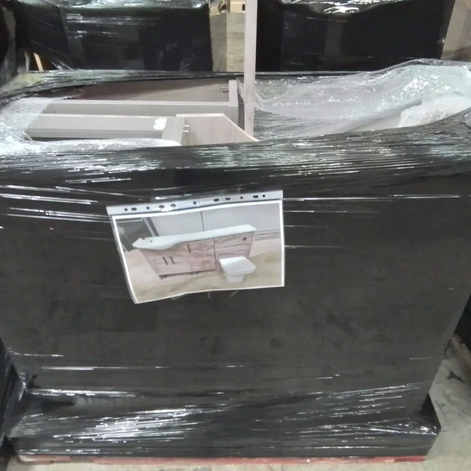 PALLET OF ASSORTED BATHROOM CABINETS AND FITTINGS 