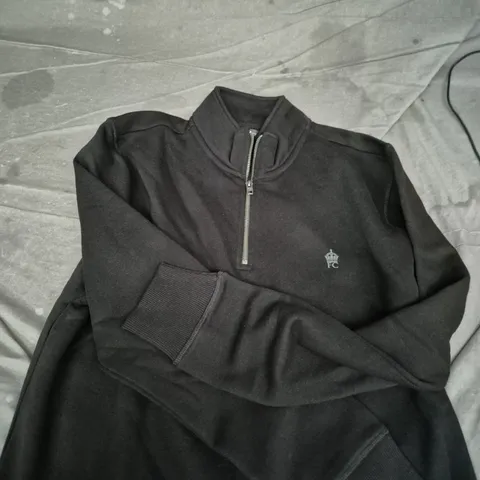 FRENCH CONNECTION BLACK QUARTERβZIP JUMPER, SIZE M