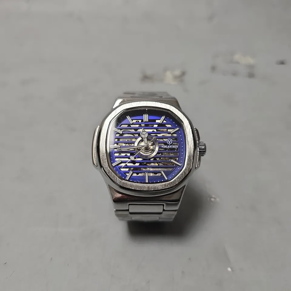 VONLANTHEN AUTOMATIC WATCH – SKELETON DIAL – STAINLESS STEEL STRAP – GLASS EXHIBITION BACKCASE