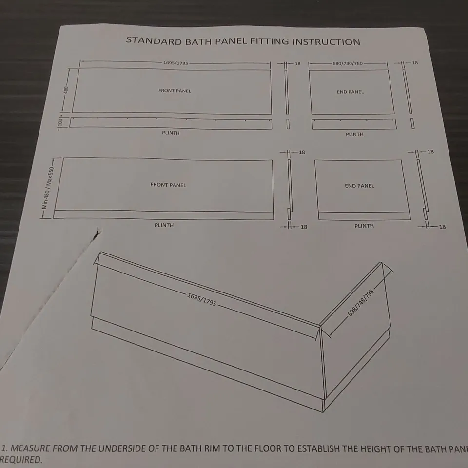 BOXED SHOWER BATH FRONT PANEL