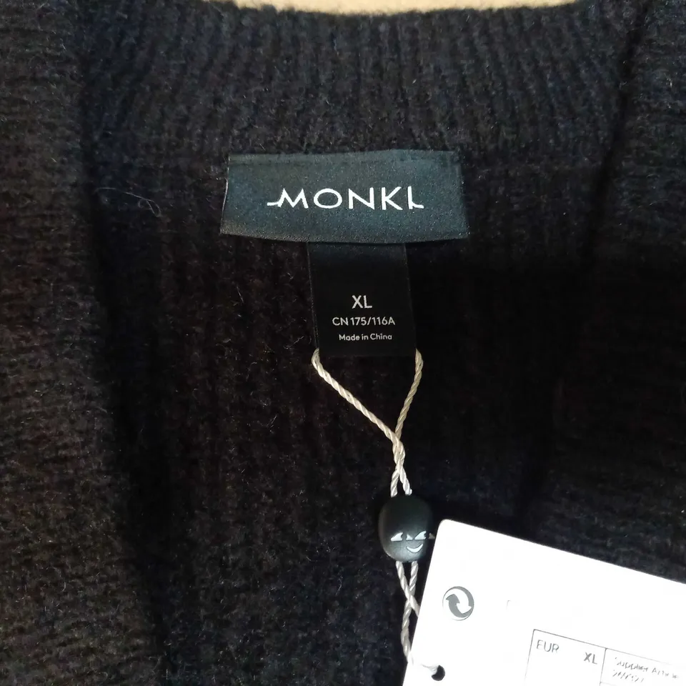 MONKL BLACK CROPPED SLEEVE KNITTED CARDIGAN - XL