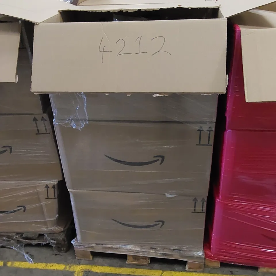 PALLET OF ASSORTED HOUSEHOLD ITEMS AND CONSUMER PRODUCTS. INCLUDES POWERLIFTING BELTS, PACKS OF NYLON CABLE TIES, SHOES ETC 