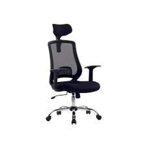 BOXED ALPHASON FLORIDA MESH BACK CHAIR WITH ADJUSTABLE HEADREST AND ARMS BLACK/CHROME