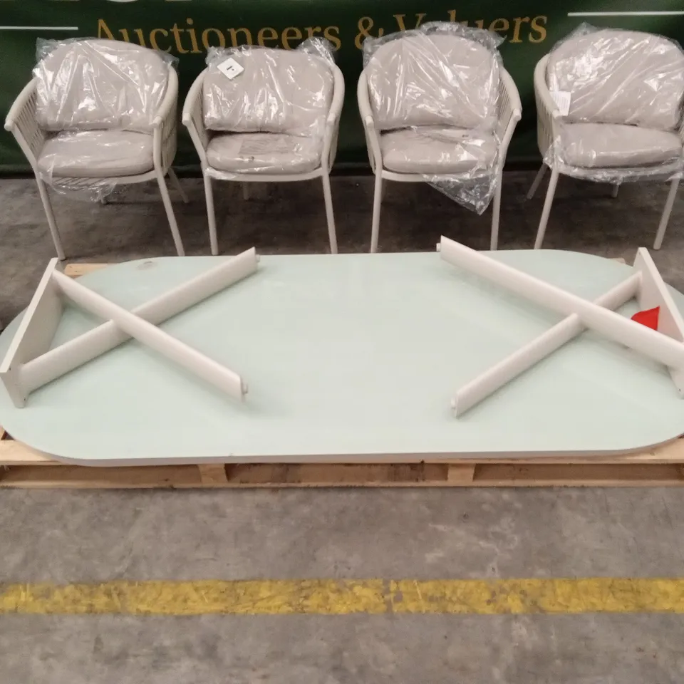 HU365 PROVENCE CREAM 6 SEATER OVAL OUTDOOR DINING SET RRP £2299
