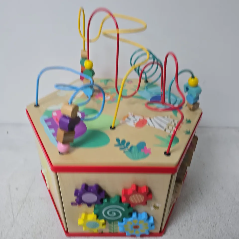 WOODEN ACTIVITY CUBE WITH BEAD MAZE – BABY/TODDLER TOY