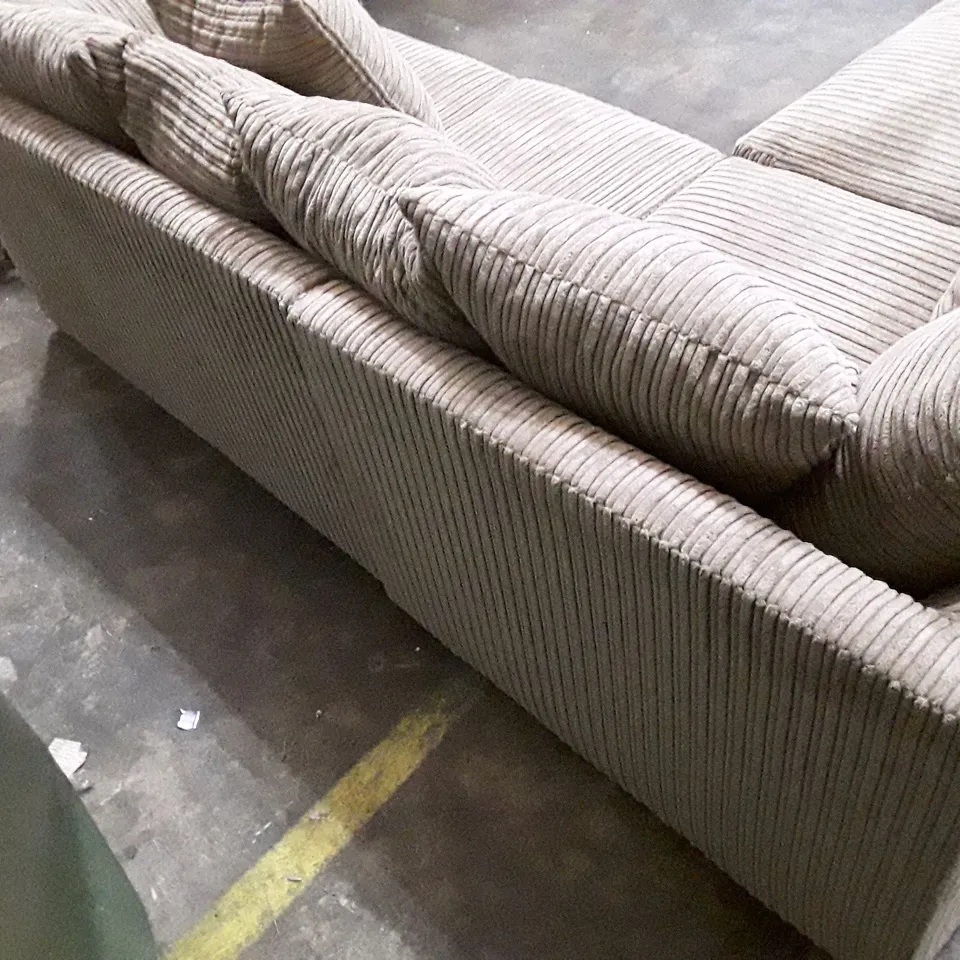 QUALITY DESIGNER L-SHAPED SOFA - LIGHT BROWN CORDUROY FABRIC