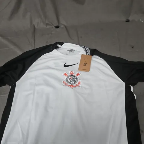 NIKE CORINTHIANS PAULISTA MEN'S PERSONALISED FOOTBALL SHIRT – WHITE/BLACK, XL