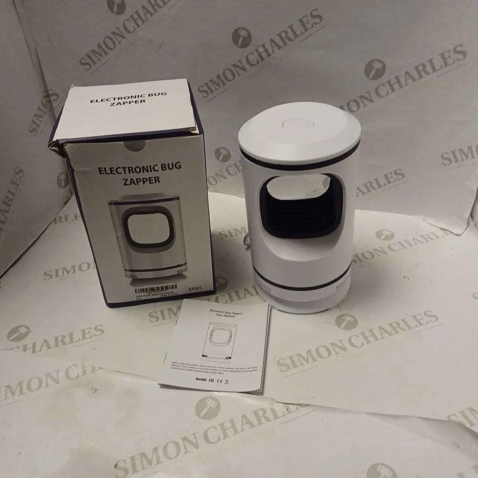 BOXED ELECTRONIC BUG ZAPPER WITH USB CABLE AND USER MANUAL