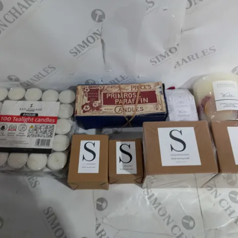 APPROXIMATELY 6 ASSORTED HOUSEHOLD GOODS TO INCLUDE TEALIGHT CANDLES, DINNER CANDLS, AND WINTER CANDLE BLOCK ETC.