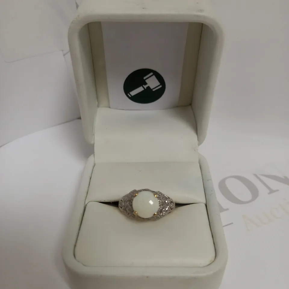 DESIGNER 9CT GOLD OPAL AND DIAMOND DRESS RING, +-1.38CT