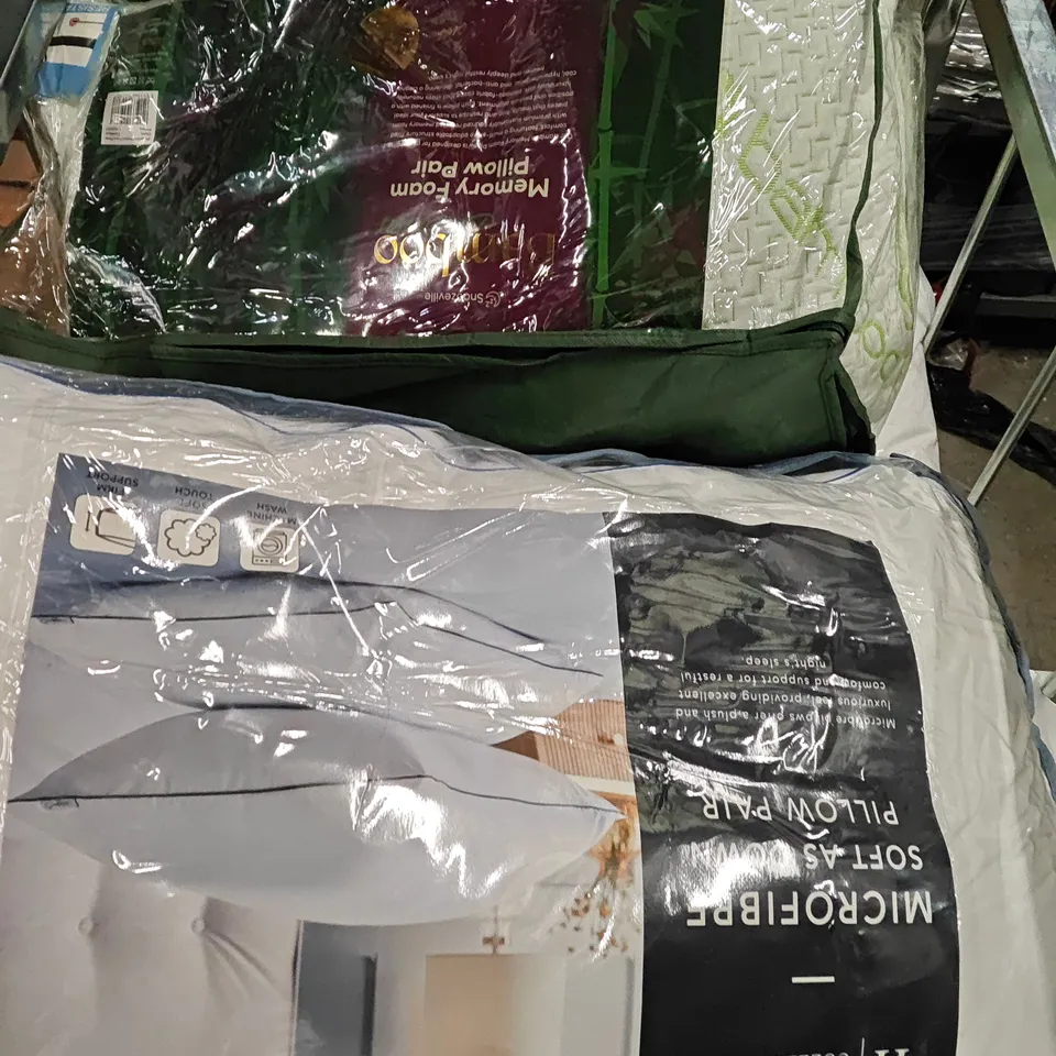 CAGE OF ASSORTED HOME FABRIC ITEMS TO INCLUDE PILLOWS, THROWS AND DUVETS