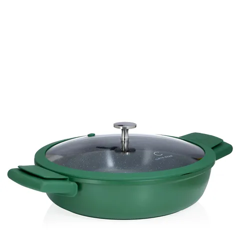 CURTIS STONE CAST ALUMINUM 3.8L MULTIFUNCTION PAN WITH SILCONE HANDLES IN HUNTER GREEN