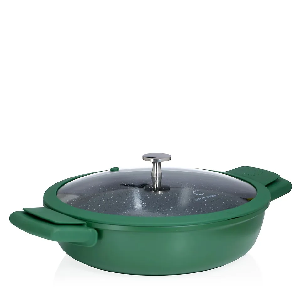 CURTIS STONE CAST ALUMINUM 3.8L MULTIFUNCTION PAN WITH SILCONE HANDLES IN HUNTER GREEN